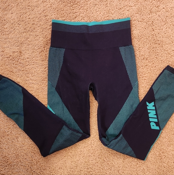 PINK Victoria's Secret Pants - Victoria Secret Pink Cool & ComfyWomens Blue Seamless Leggings Size Small